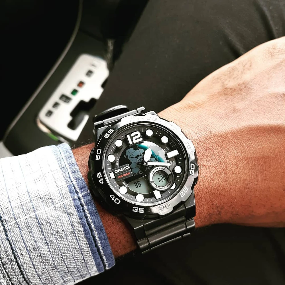 VYRIŠKAS LAIKRODIS CASIO AEQ-100W 1AV (zd070a) – WORLD TIME + BOX