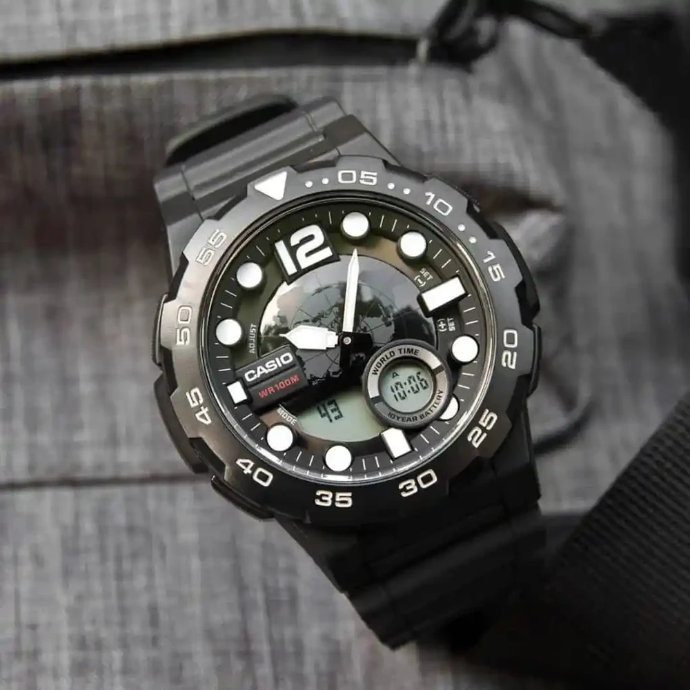 VYRIŠKAS LAIKRODIS CASIO AEQ-100W 1AV (zd070a) – WORLD TIME + BOX
