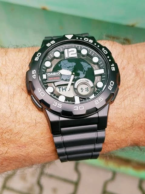 VYRIŠKAS LAIKRODIS CASIO AEQ-100W 1AV (zd070a) – WORLD TIME + BOX