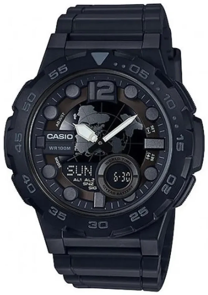 Vyriškas laikrodis CASIO AEQ-100W-1BV (zd070b) - WORLD TIME + BOX