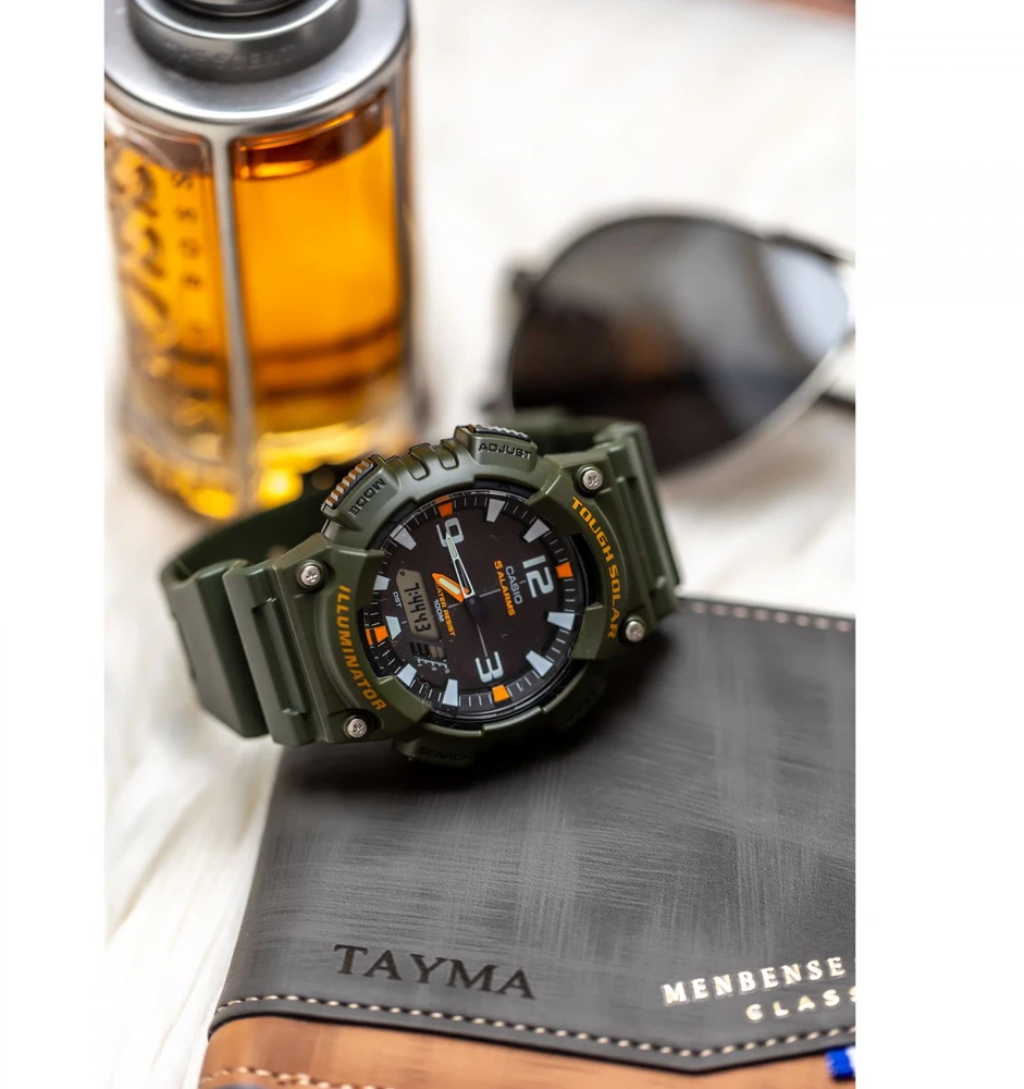 CASIO AQ-S810W-3AV VYRIŠKAS LAIKRODIS (zd044k) - MAITINAMAS SAULĖS ENERGIJA + DĖŽUTĖ