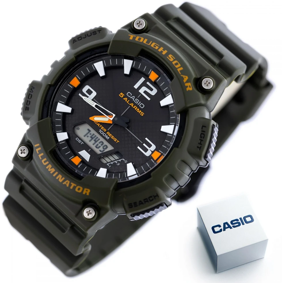 CASIO AQ-S810W-3AV VYRIŠKAS LAIKRODIS (zd044k) - MAITINAMAS SAULĖS ENERGIJA + DĖŽUTĖ