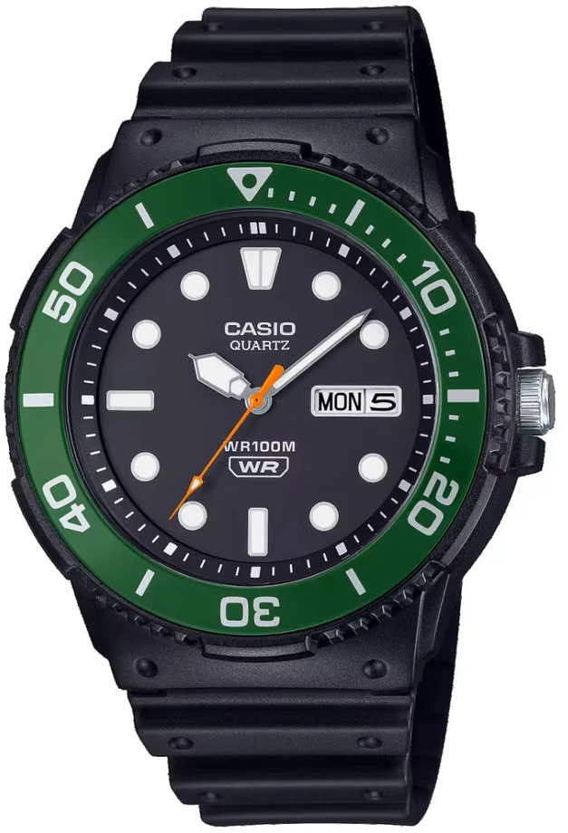 Laikrodis CASIO MRW-230H-1E3. Kvarkovinis, spalvotas jodas. Vyriška.