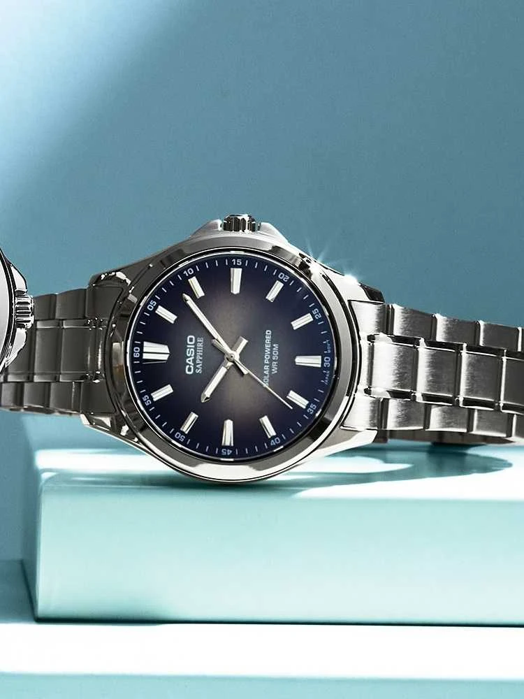 Vyriškas laikrodis CASIO MTS-RS100D-1A SZAFIR SOLAR + BOX