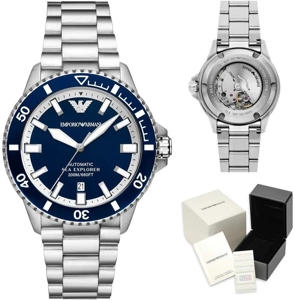 Vyriškas laikrodis EMPORIO ARMANI AR60079 Sea Explorer AUTOMATIC (zi110a) + BOX