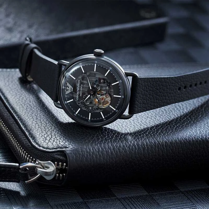 Vyriškas laikrodis EMPORIO ARMANI AVIATOR AUTOMATIC AR60028 + BOX (zi099c)