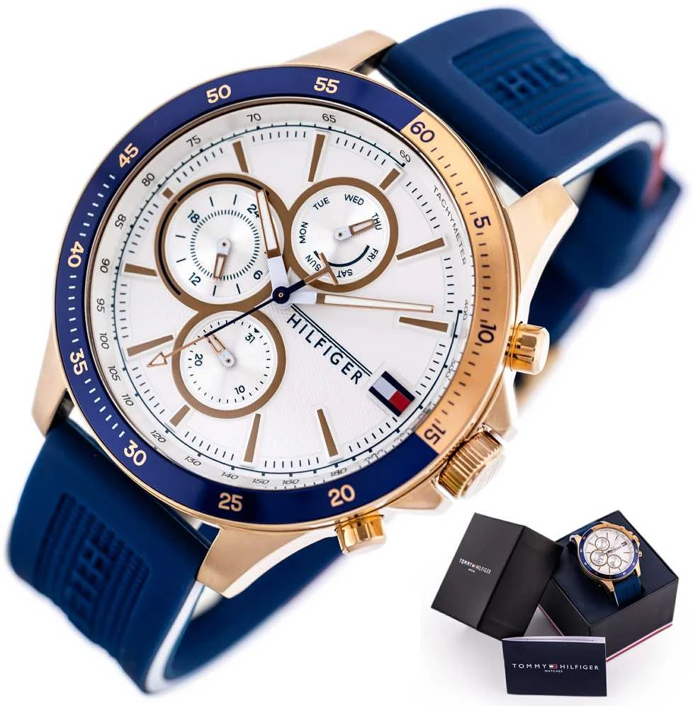 TOMMY HILFIGER VYRIŠKAS LAIKRODIS Bank 1791778 (zf064a) + DĖŽUTĖ