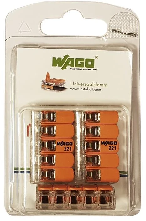 Laidų jungės Wago 221-615, 5 x 0,5-6 mm², 3 vnt.