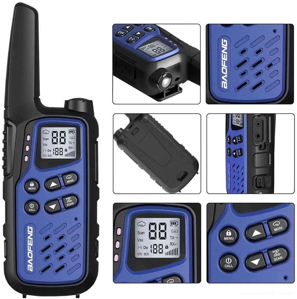 Radijo Stotelė - Baofeng BF-T25E 16 Kanalų VOX 10 km Nuotolis 1400mAh Baterija Tamsiai Mėlyna