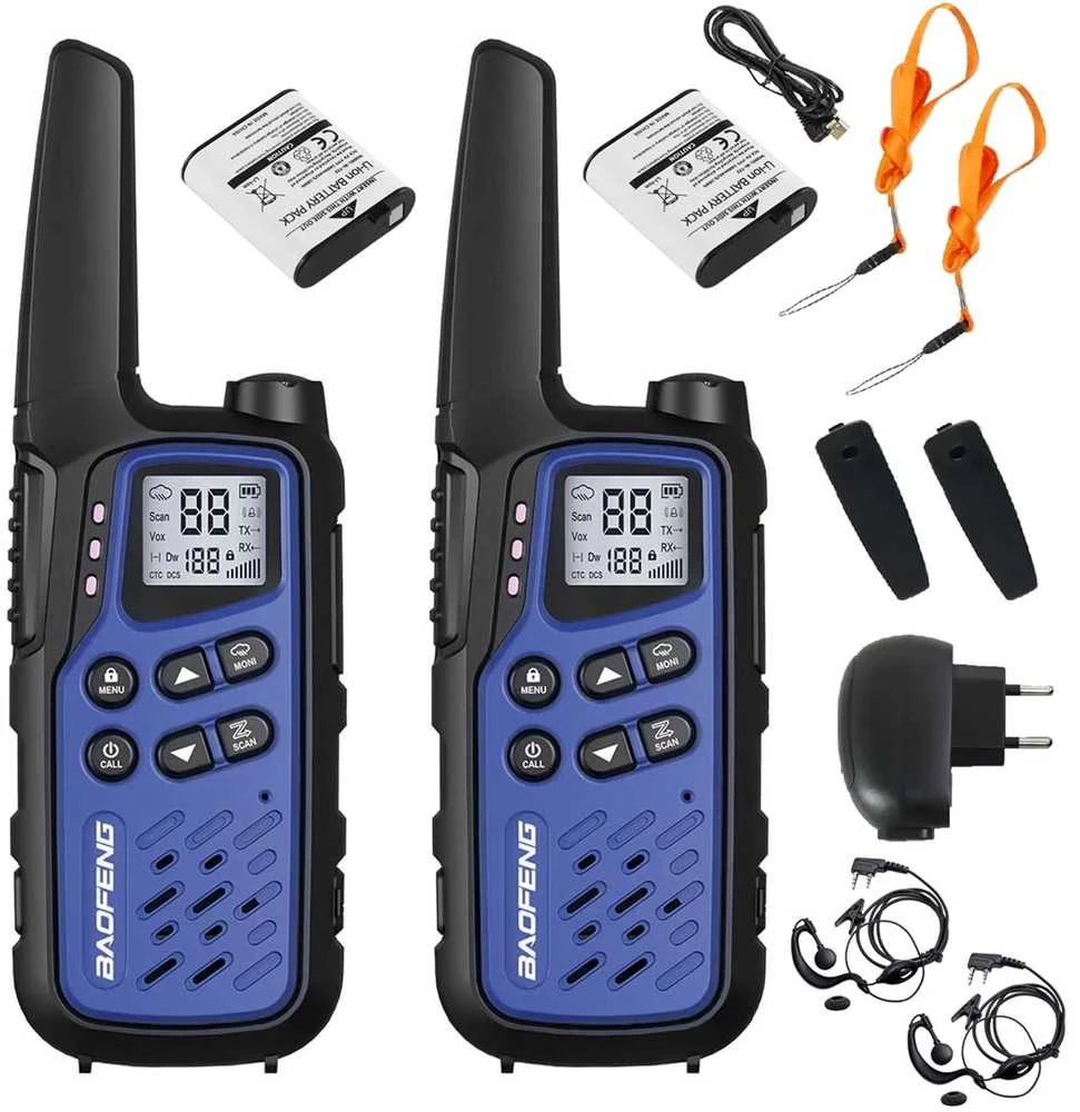 Radijo Stotelė - Baofeng BF-T25E 16 Kanalų VOX 10 km Nuotolis 1400mAh Baterija Tamsiai Mėlyna