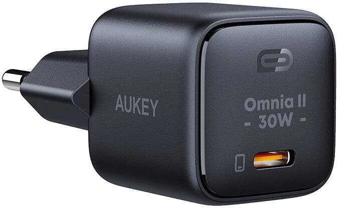 Sieninis įkroviklis Aukey PA-B1L.USB-C, 30W (juodas)