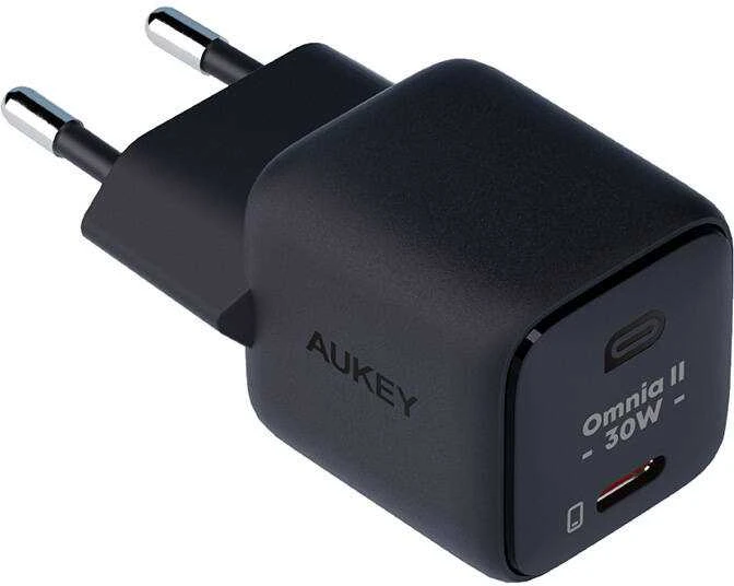 Sieninis įkroviklis Aukey PA-B1L.USB-C, 30W (juodas)