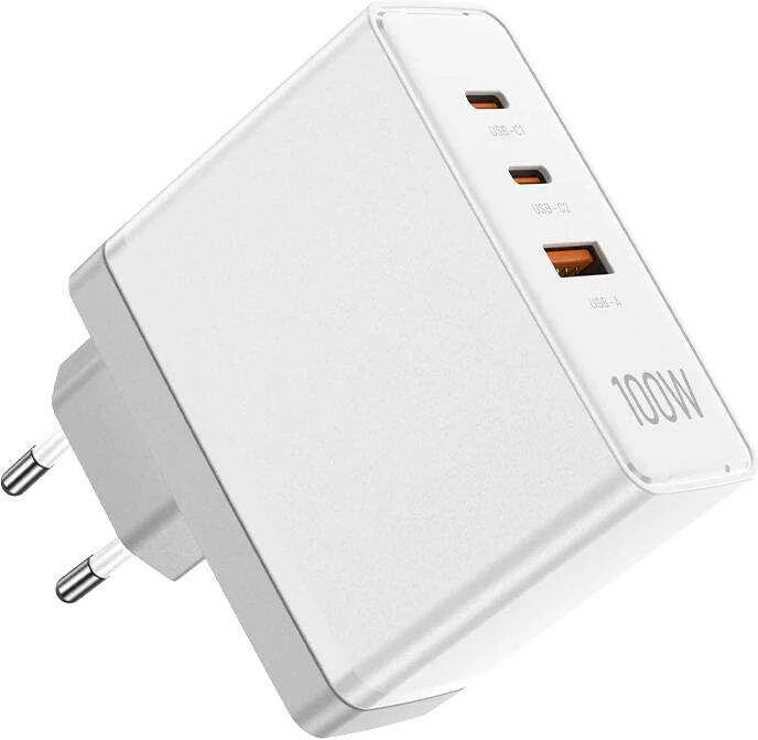 Vention Sieninis įkroviklis, ventiliacija, FEGW0-EU, 2xUSB-C, USB-A, 100W/100W/30W, GaN (balta)