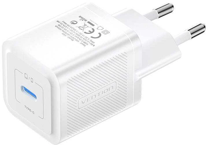 Vention Sieninis įkroviklis, ventiliacija, FEPW0-EU, USB-C, 20W, GaN (balta)