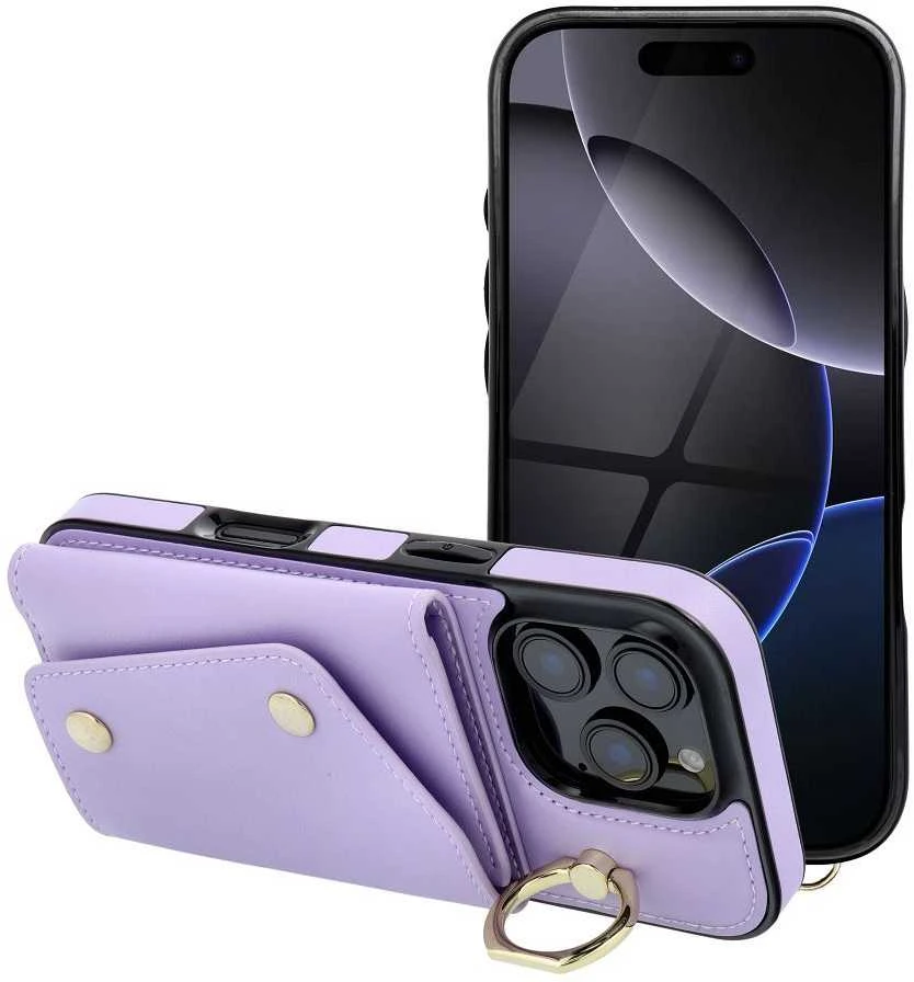 OEM dėklas, skirtas „iPhone 16 Wonder“ su pinigine, alyvinės spalvos