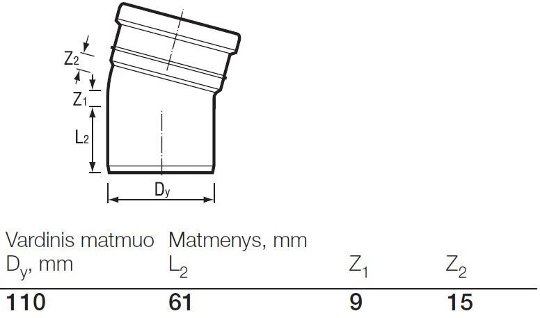 Lauko kanalizacijos alkūnė Wavin, d , 110, 15*