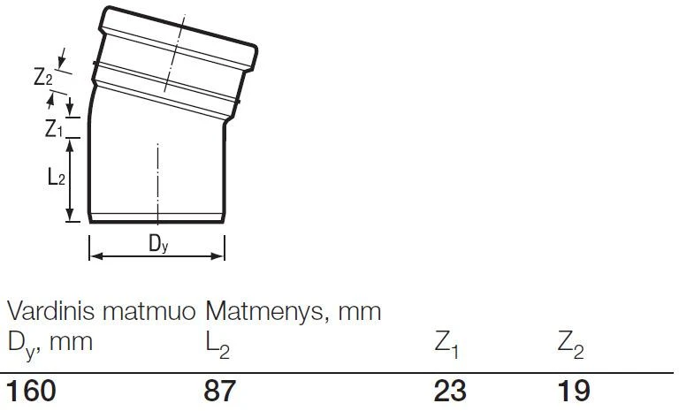 Lauko kanalizacijos alkūnė Wavin, d , 160, 15*