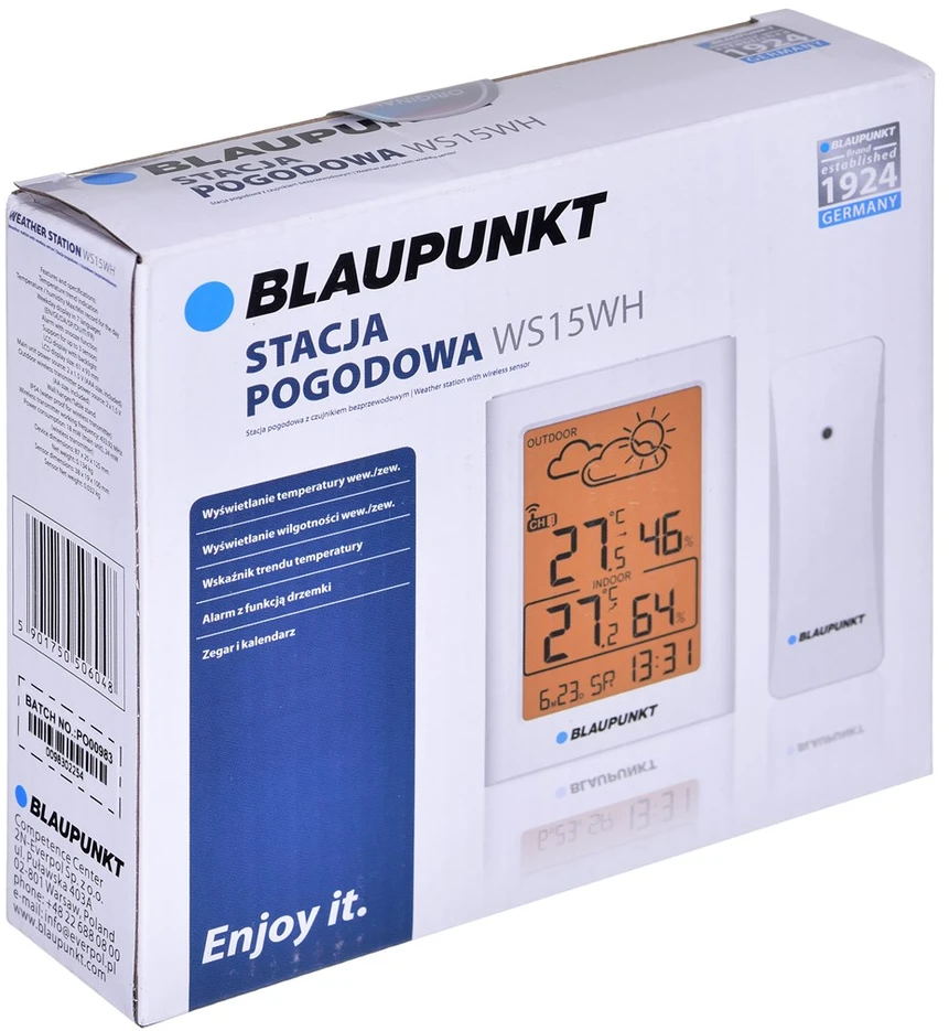 Meteorologinė Stotelė - Blaupunkt WS15WH su lauko jutikliu baltas