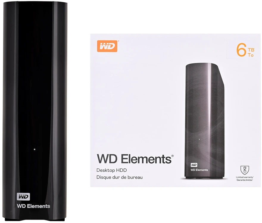 Kietasis diskas „Western Digital Elements“ 6 TB HDD USB3.0 3,5 colio RTL išorinis RoHS suderinamas juodas