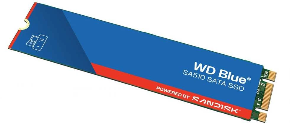 WD Mėlyna SA510 SSD 1 TB M.2 2280 SATA III 6 Gb/s vidinis, vienos pakuotės, maitinamas „SANDISK“
