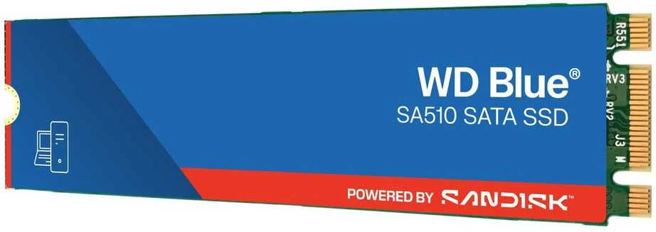 WD Mėlyna SA510 SSD 1 TB M.2 2280 SATA III 6 Gb/s vidinis, vienos pakuotės, maitinamas „SANDISK“