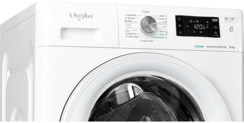 WHIRLPOOL Skalbimo mašina FFB 8258 WV EE, 8kg, 1200 rpm, Energy class B, Gylis 63 cm, Steam refresh