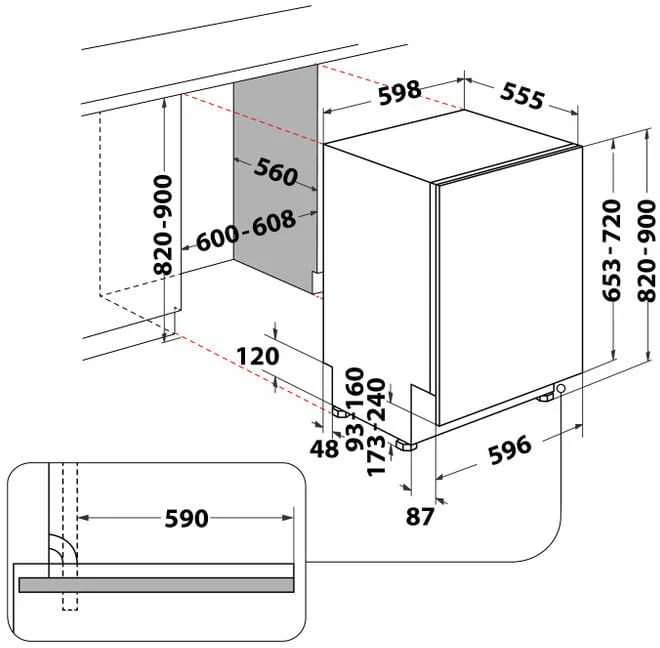 Indaplovė „Whirlpool WI 7020 PF“ pusiau įmontuojama, 14 vietų komplektų, E