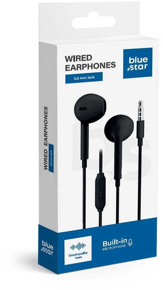 BlueStar Wire ausinės Jack 3,5 mm Blue Star PA-E65 1,2 m juodas