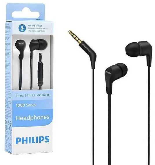 Į ausį įdedamos laidinės ausinės Philips, TAE1105BK/00, Juodos