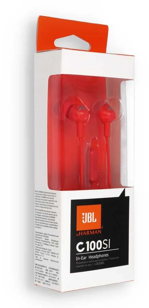 Wire ausinės Jack 3,5 mm JBL C100Si raudona