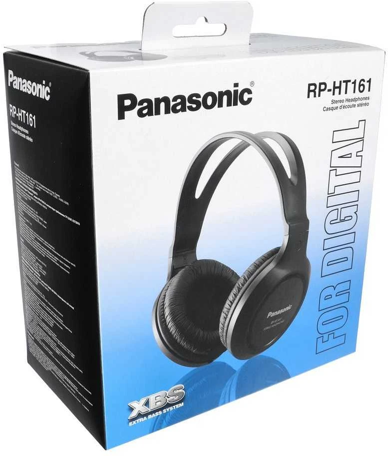HiFi ir TV ausinės Panasonic RP-HT161 30mm, 2m laidas, juodos