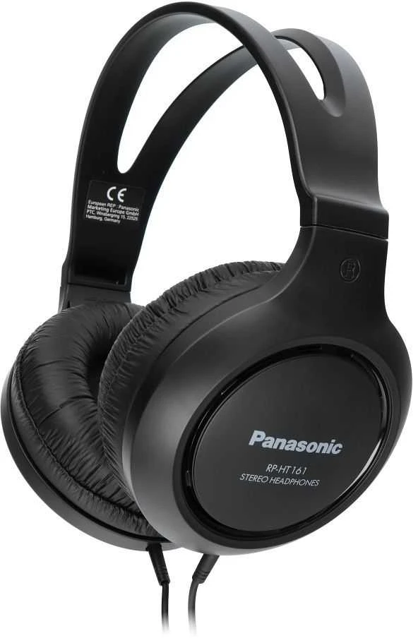 HiFi ir TV ausinės Panasonic RP-HT161 30mm, 2m laidas, juodos