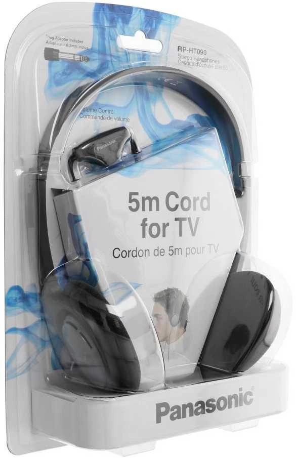 HiFi ir TV Ausinės Panasonic RP-HT090E-H su 5m laidu, pilkos