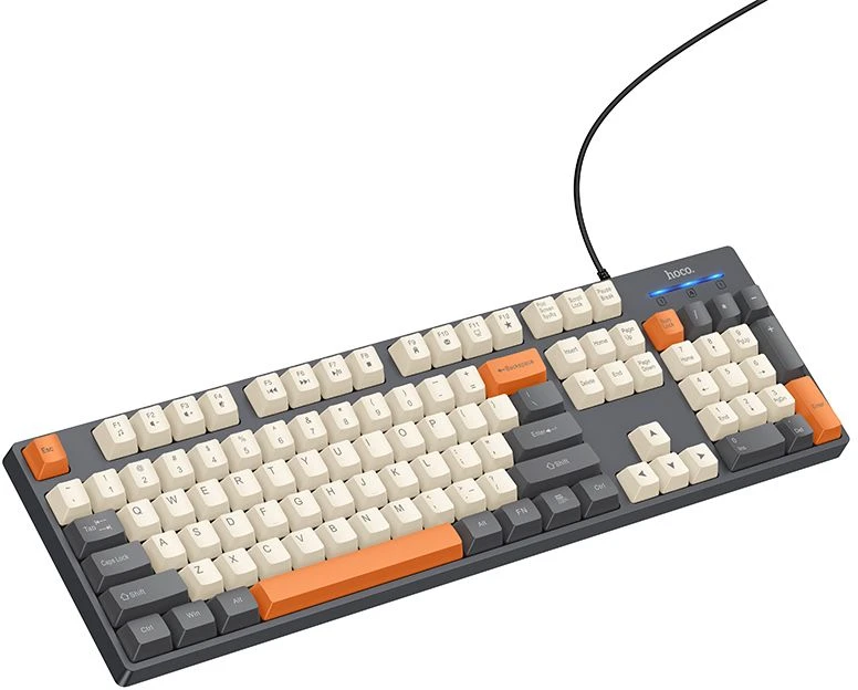 su laidu klaviatūra QWERTY Hoco GM61 tri-color (baltas, pilkas, oranžinis)