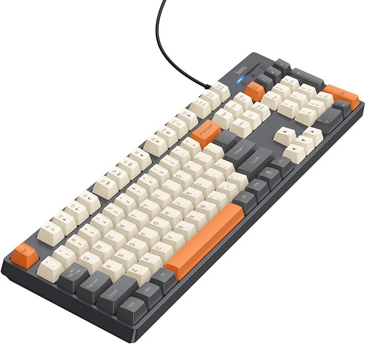 su laidu klaviatūra QWERTY Hoco GM61 tri-color (baltas, pilkas, oranžinis)