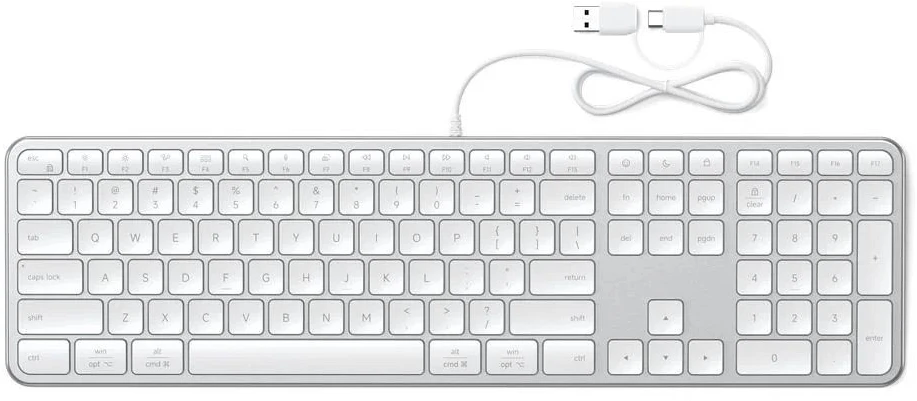 su laidu klaviatūra USB A/USB C QWERTY Dual (Mac/Windows) Satechi Slim LX3 su laidu sidabrinis
