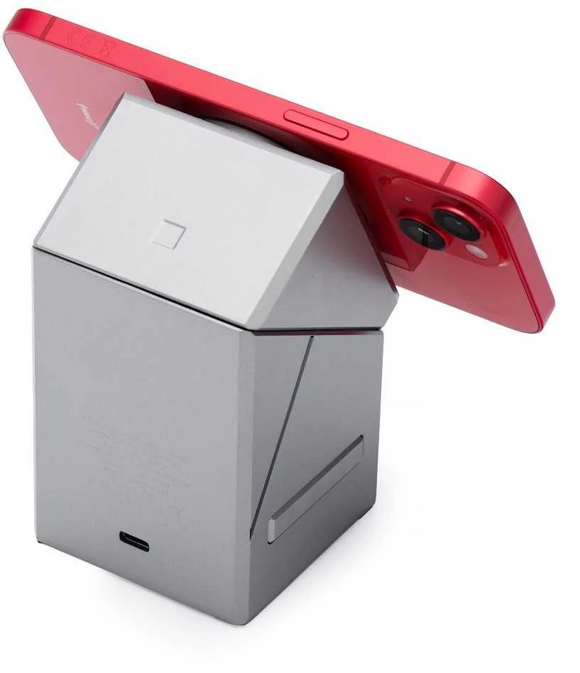 Belaidis įkroviklis Forcell F-Energy 3in1 Rotation Cube Qi2, suderinamas su MagSafe (F-06), sidabrinis