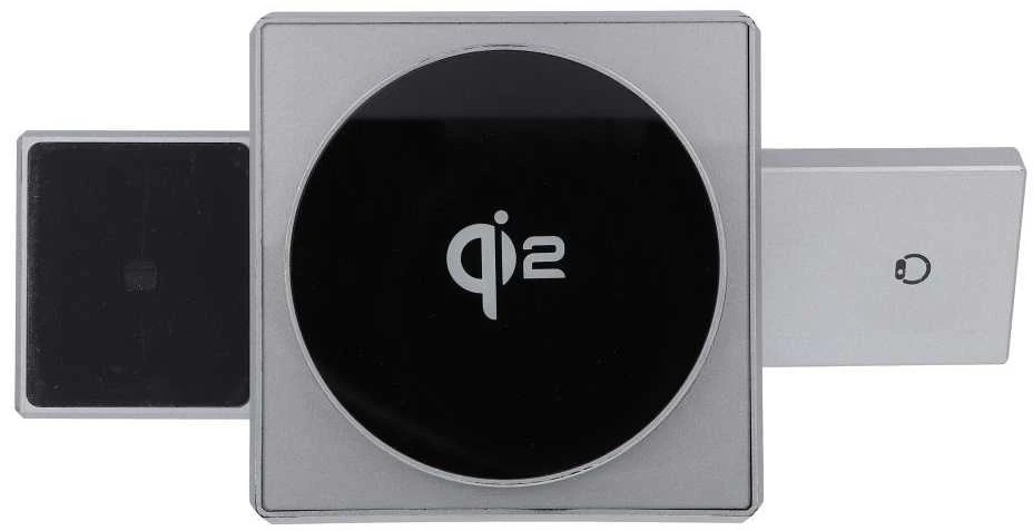 Belaidis įkroviklis Forcell F-Energy 3in1 Rotation Cube Qi2, suderinamas su MagSafe (F-06), sidabrinis