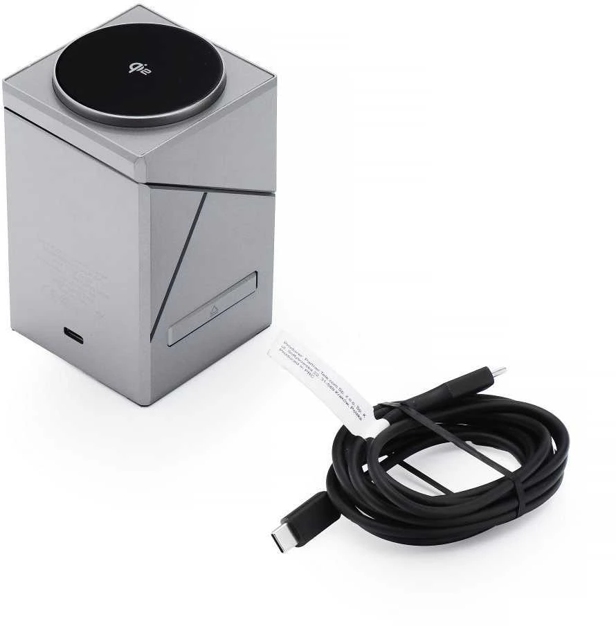 Belaidis įkroviklis Forcell F-Energy 3in1 Rotation Cube Qi2, suderinamas su MagSafe (F-06), sidabrinis