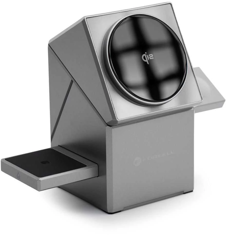 Belaidis įkroviklis Forcell F-Energy 3in1 Rotation Cube Qi2, suderinamas su MagSafe (F-06), sidabrinis