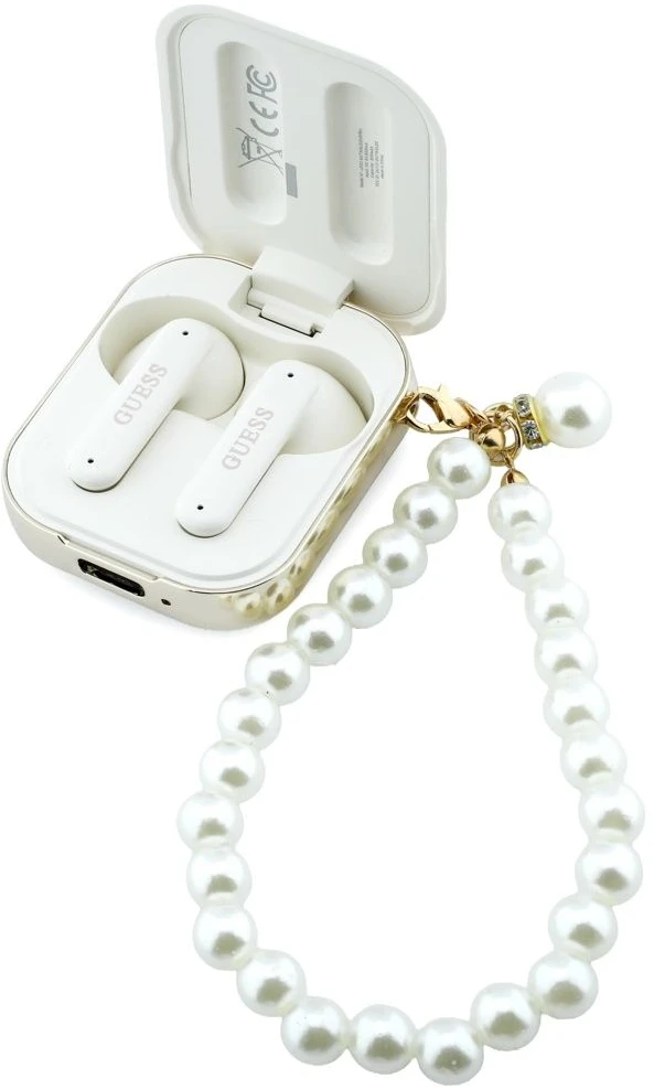 Belaidės ausinės GUESS TWS Pearl Strap GUE005327 baltas