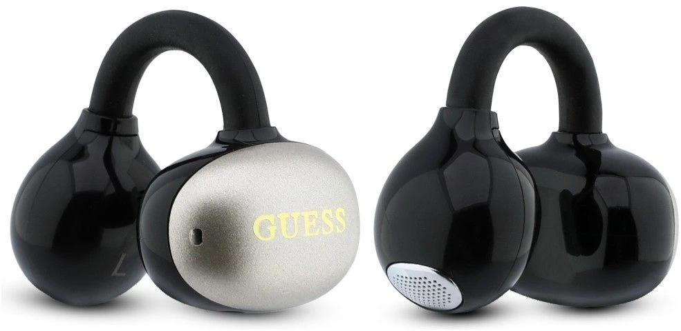 Guess Metallic Finish Classic Logo OWS belaidės ausinės juodos spalvos