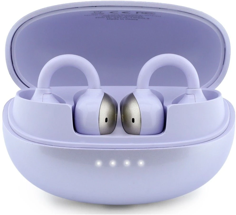 OWS ausinės Guess Metalic Finish Electropated Parts Classic Logo violetinės spalvos