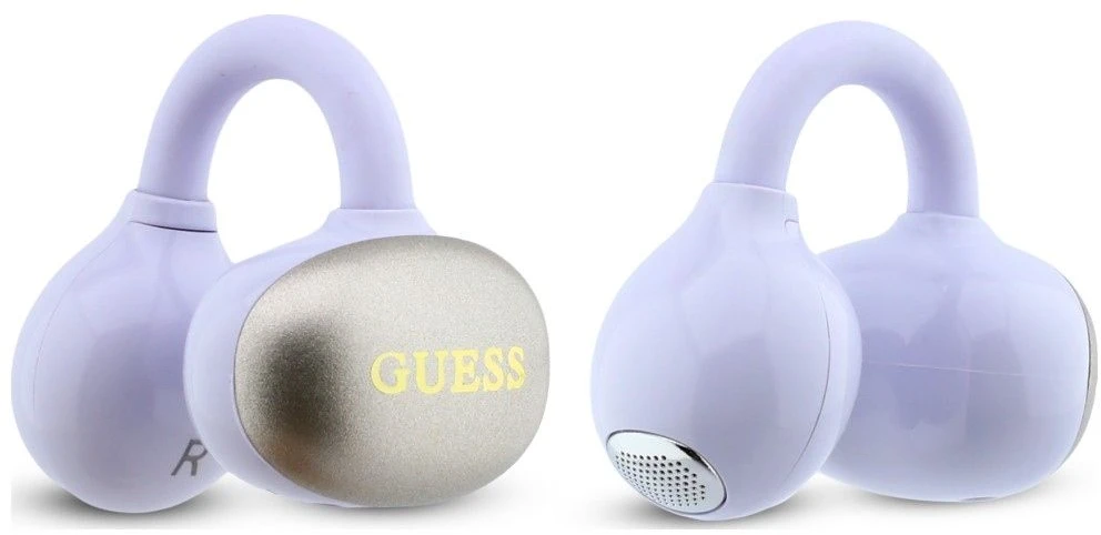 OWS ausinės Guess Metalic Finish Electropated Parts Classic Logo violetinės spalvos