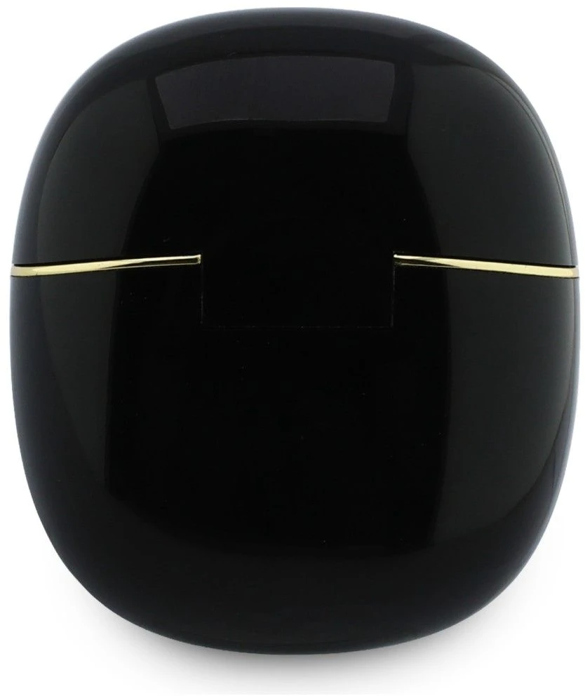 Guess Auksinė Line Glossy Classic Logo TWS belaidės ausinės juodos spalvos
