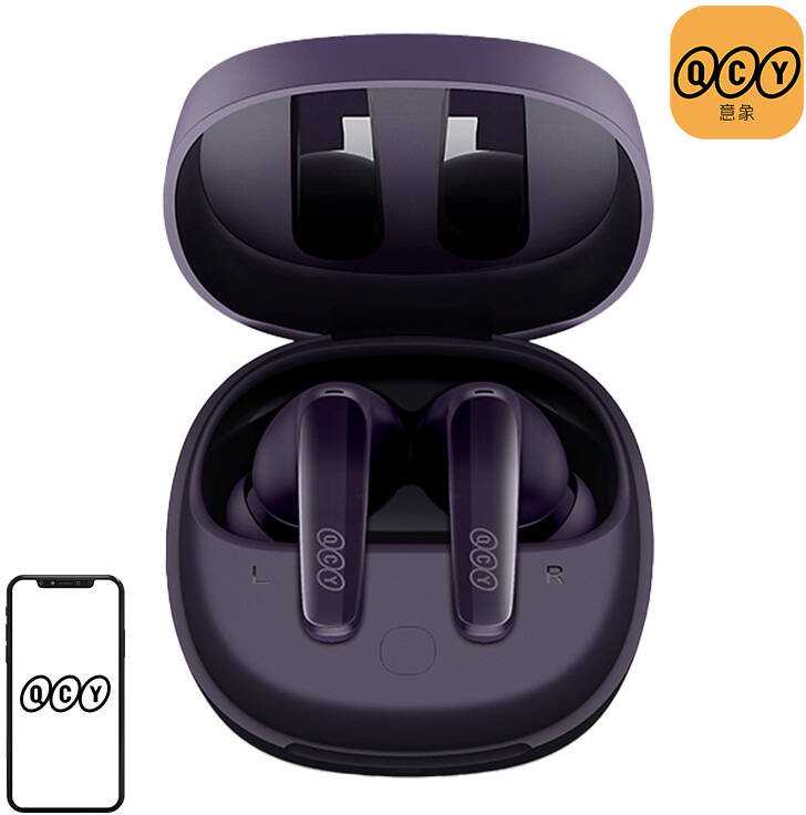 Belaidės ausinės TWS QCY T13x (violetinė)