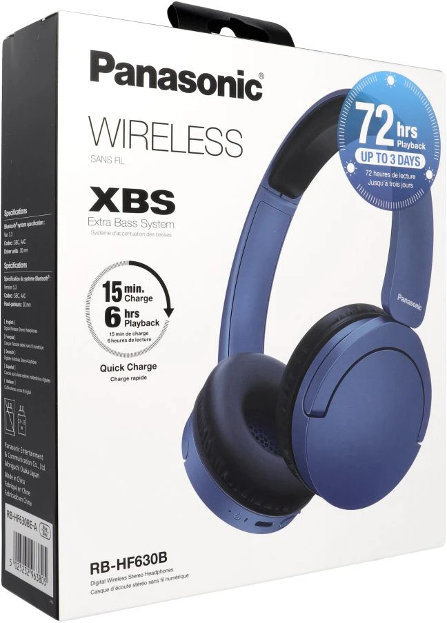 Panasonic Ausinės | RB-HF630BE-A | Bluetooth | Over-ear | Noise canceling | Belaidės | Mėlyna