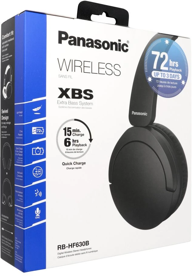 Panasonic Ausinės | RB-HF630BE-K | Bluetooth | Over-ear | Noise canceling | Belaidės | Juodas