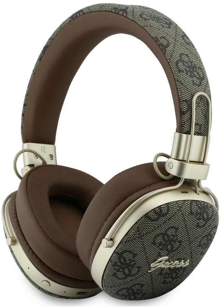 Ausinės Guess Bluetooth ENC Metal 4G Script Logo rudos spalvos