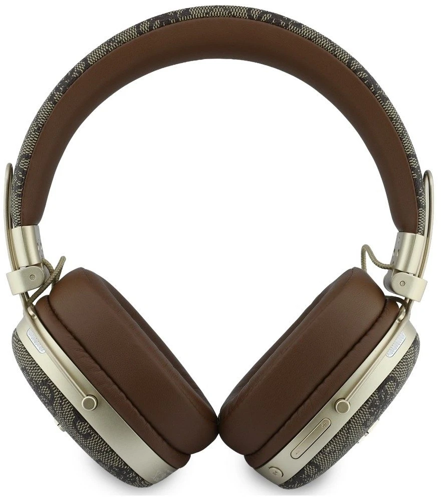 Ausinės Guess Bluetooth ENC Metal 4G Script Logo rudos spalvos